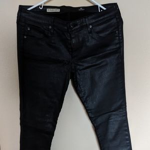 AG Extra Skinny Black Satin Jeans